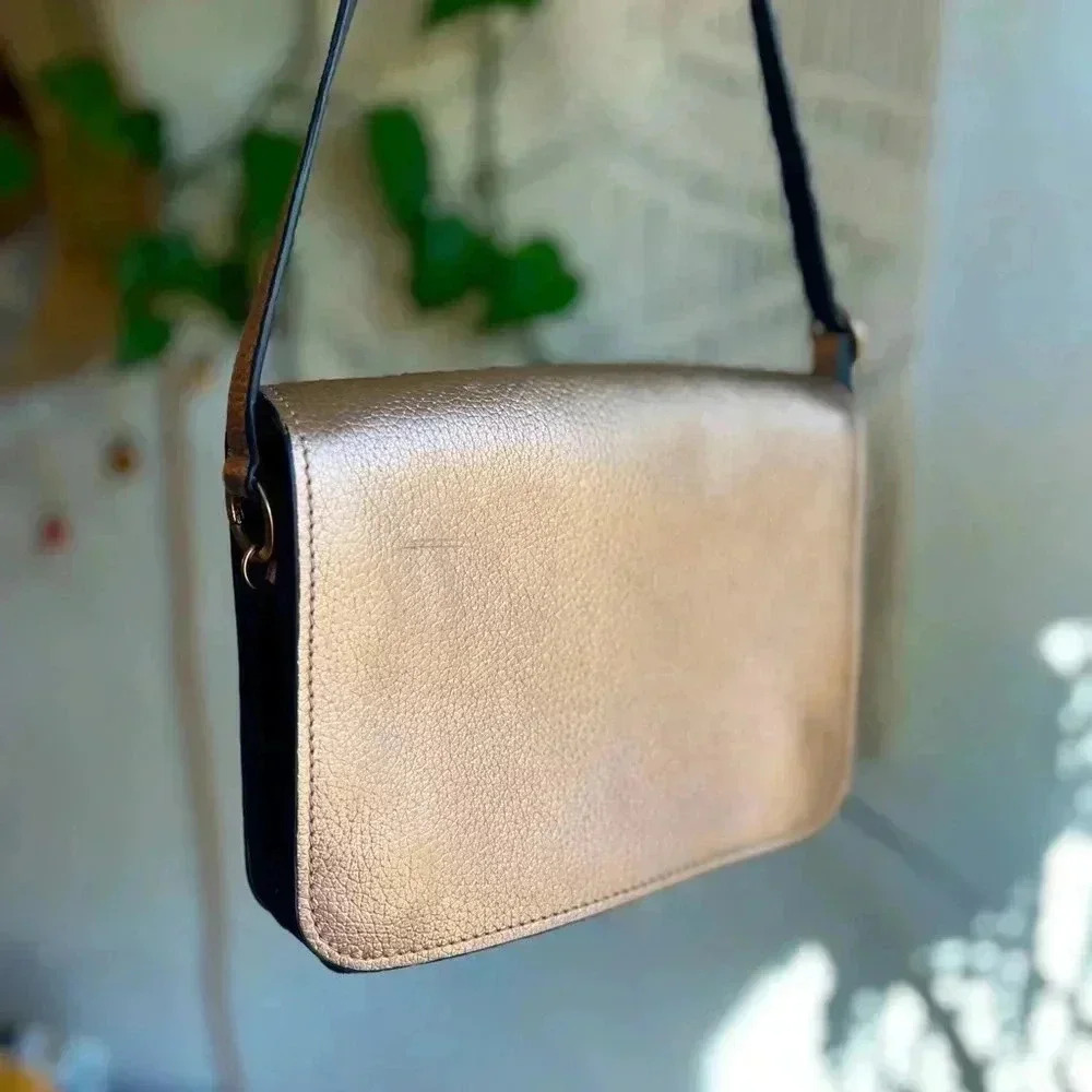 Boden Metallic Gold Crossbody Bag with many organizational features